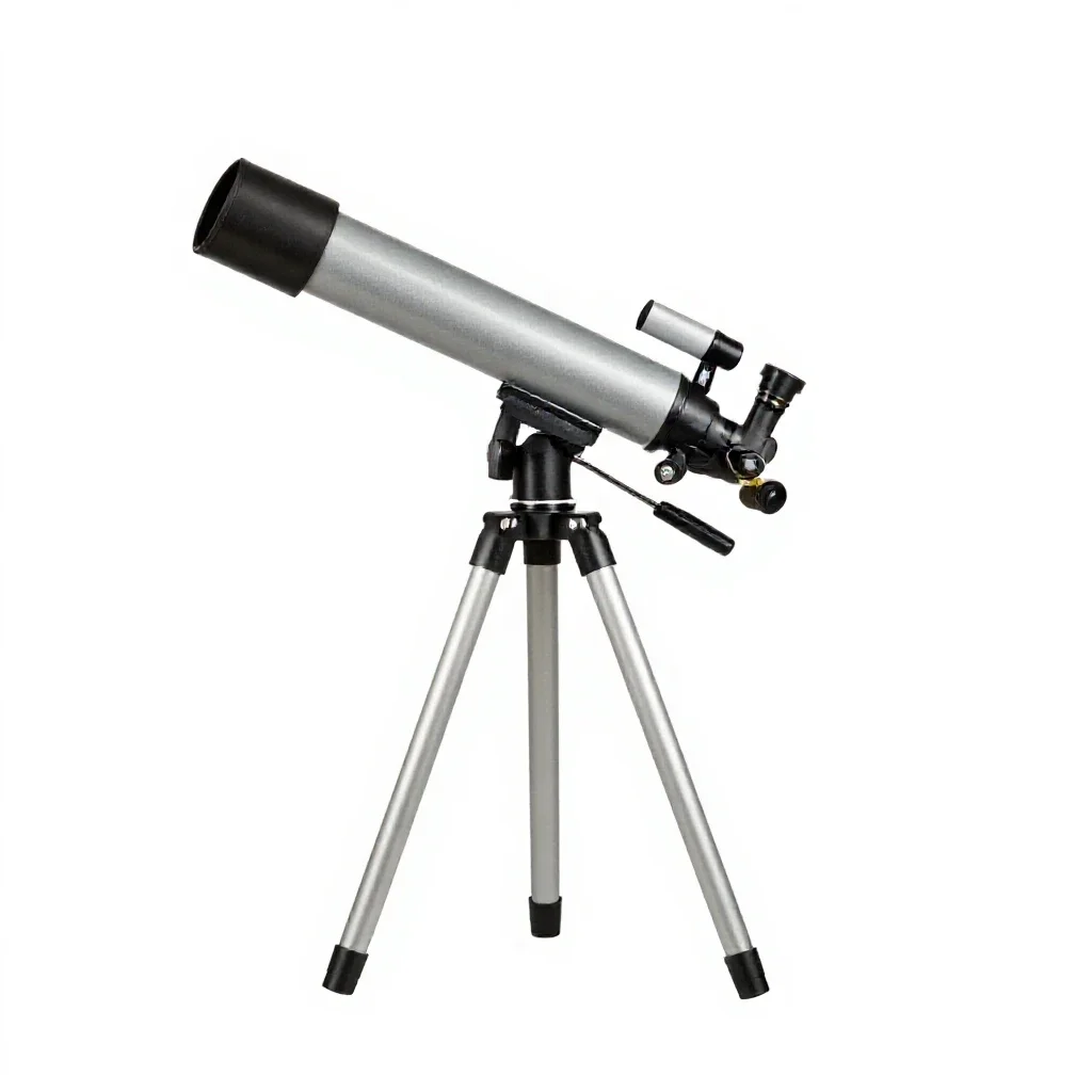 Refracting telescope isolated on a white background
