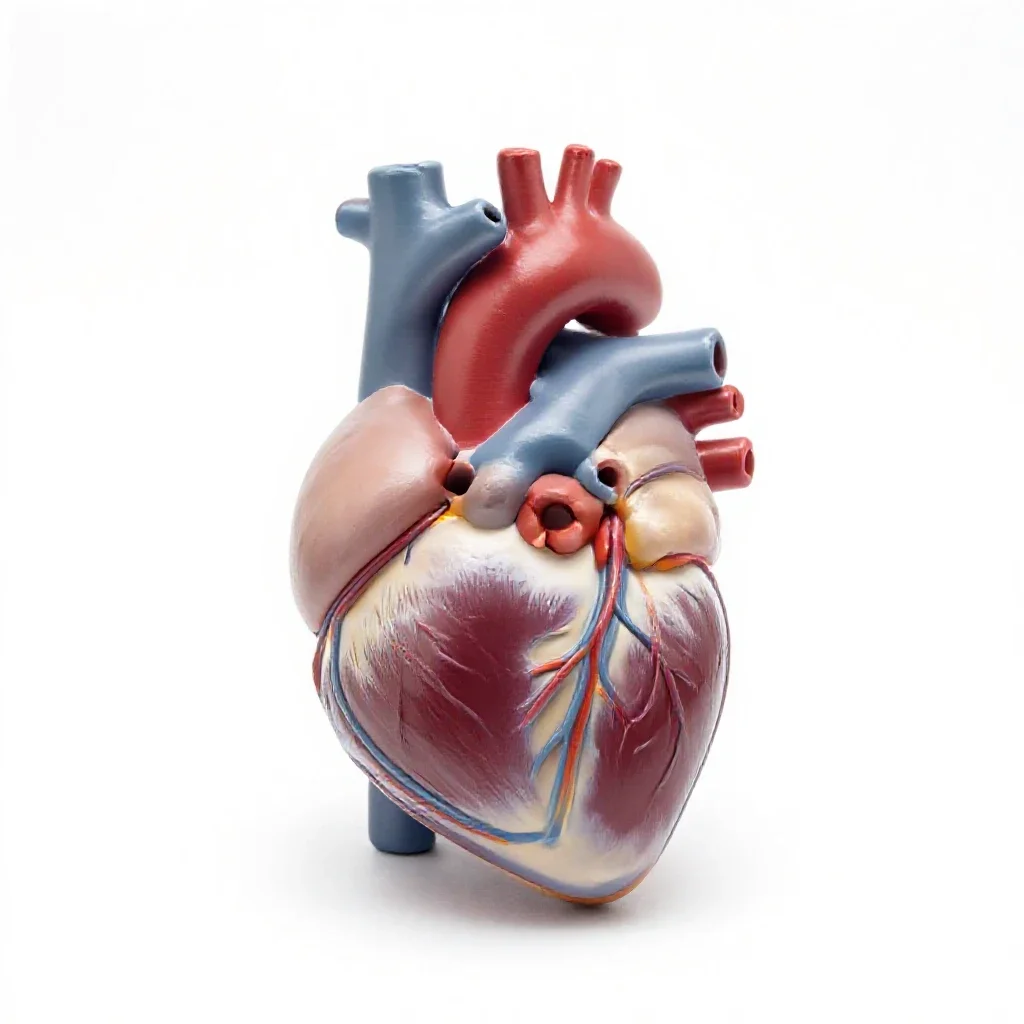 Anatomical heart model isolated on a white background
