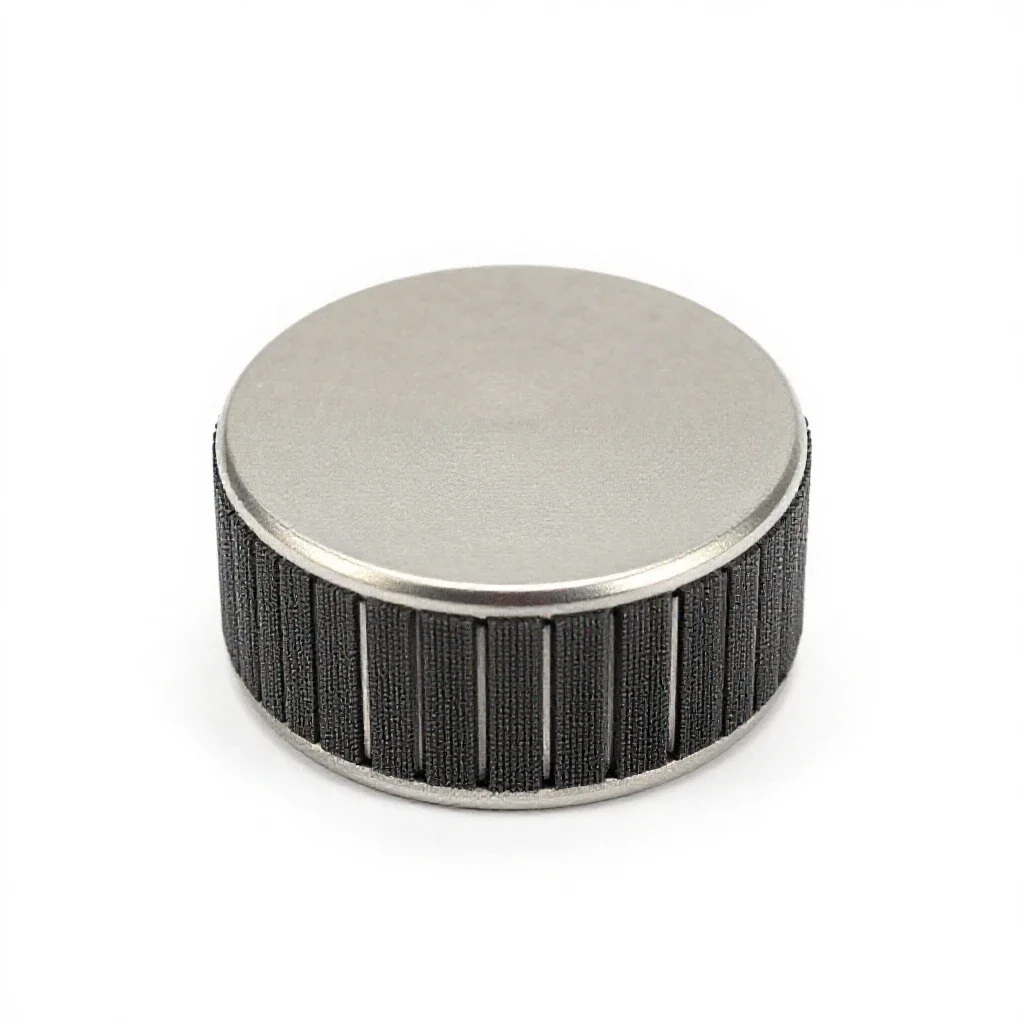 Holographic projector puck isolated on a white background