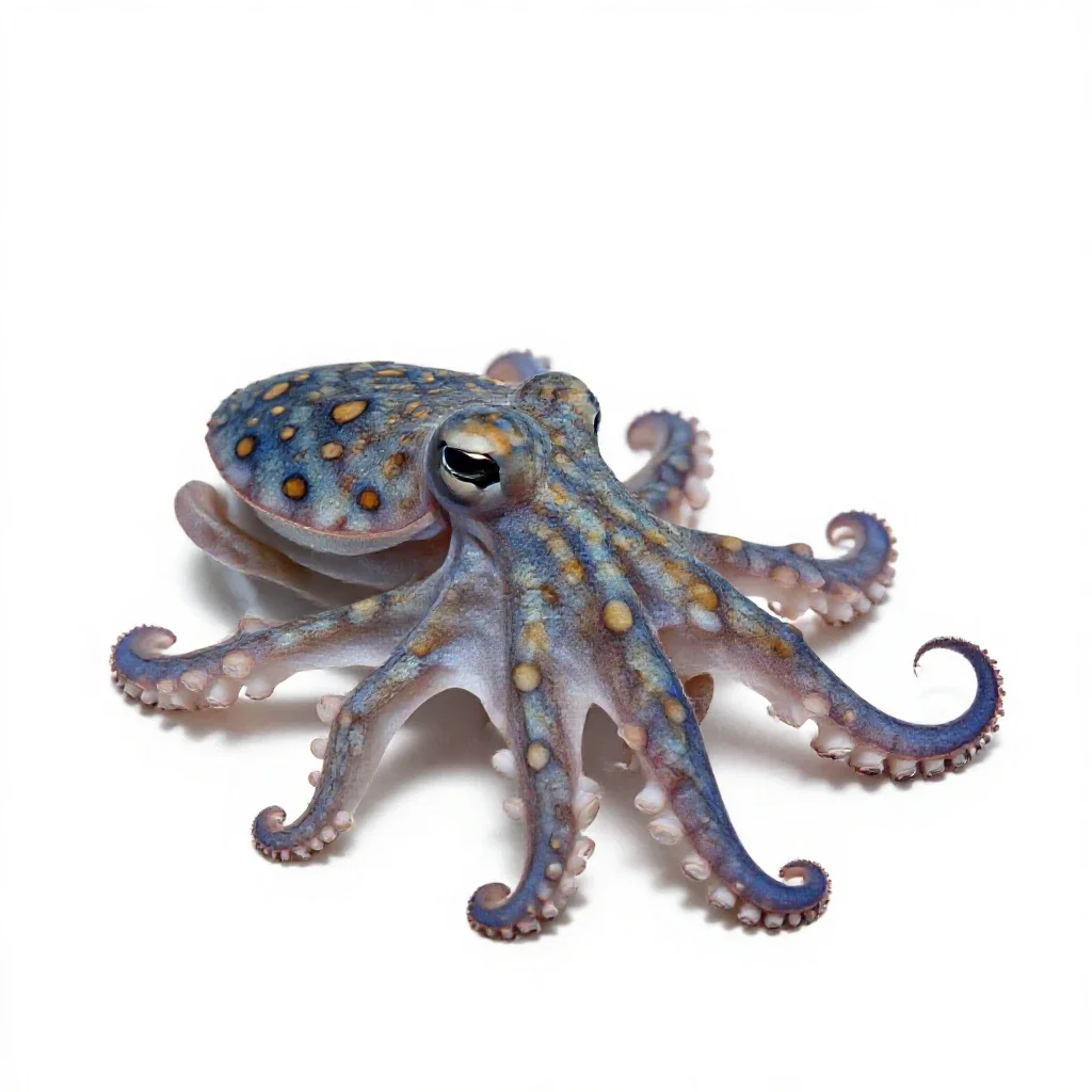 Blue-ringed octopus isolated on a white background