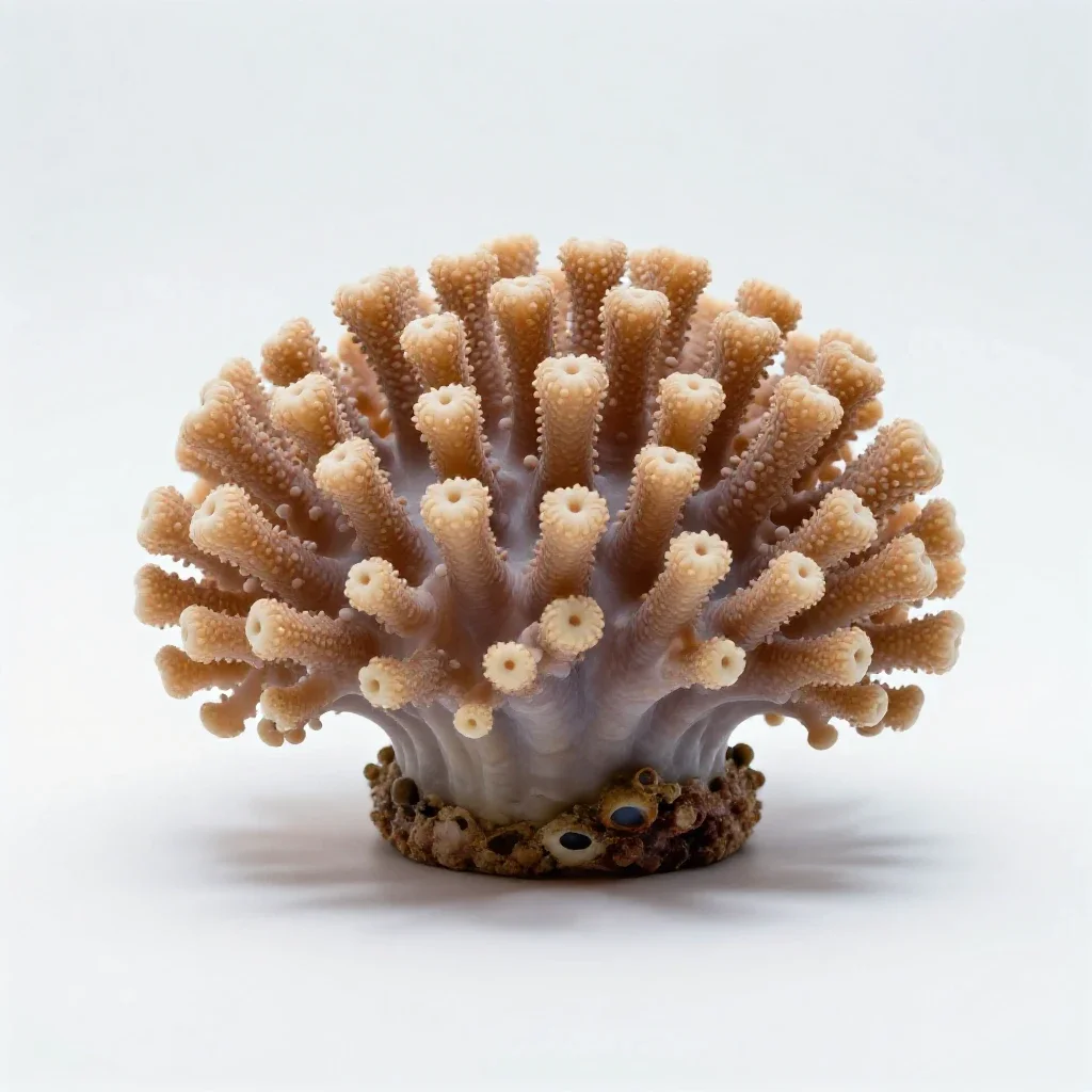 Coral polyp colony isolated on a white background