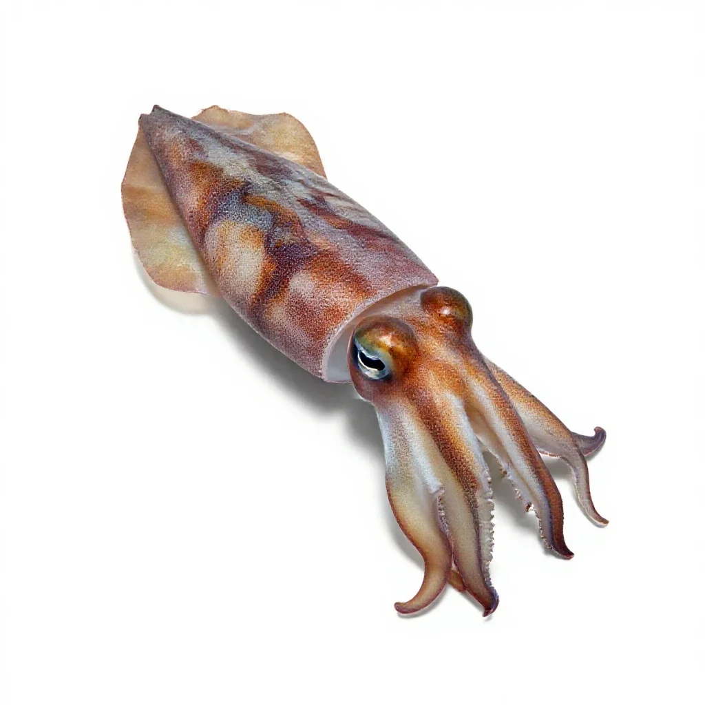 Cuttlefish changing colour isolated on a white background