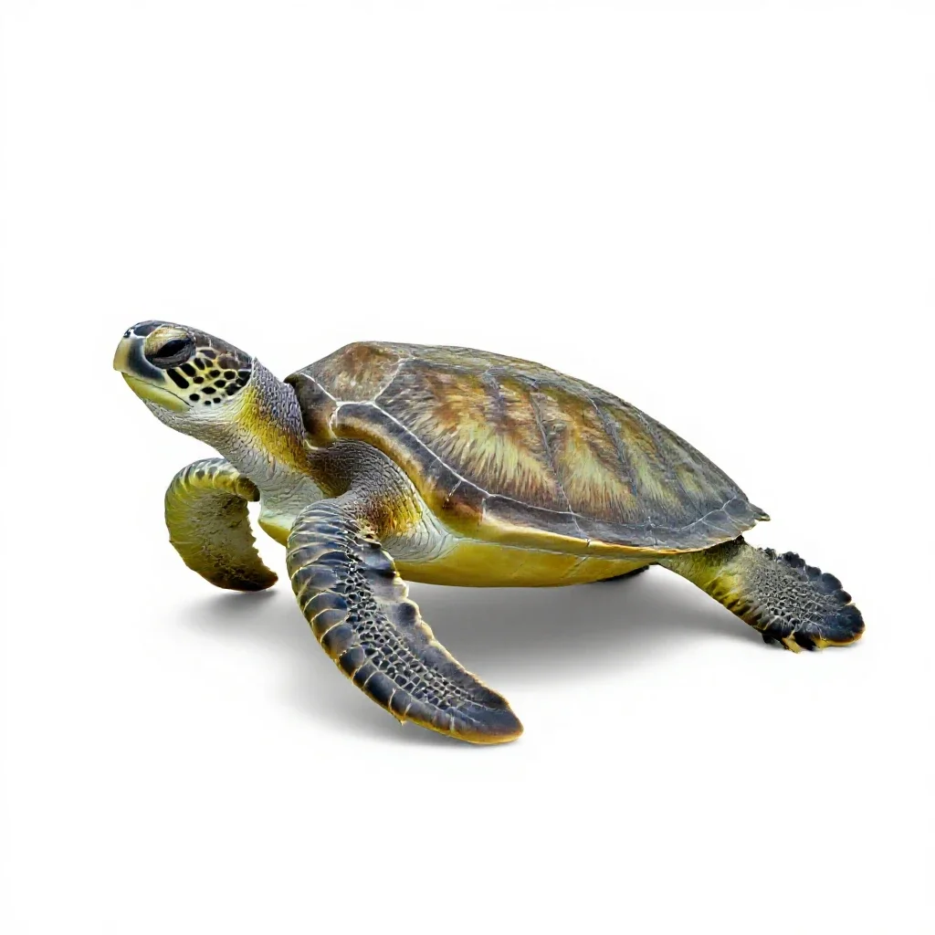 Green sea turtle isolated on a white background