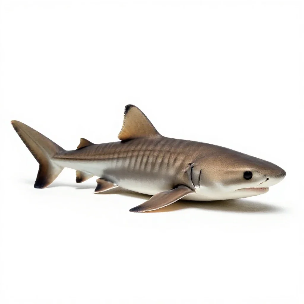 Leopard shark on sand isolated on a white background