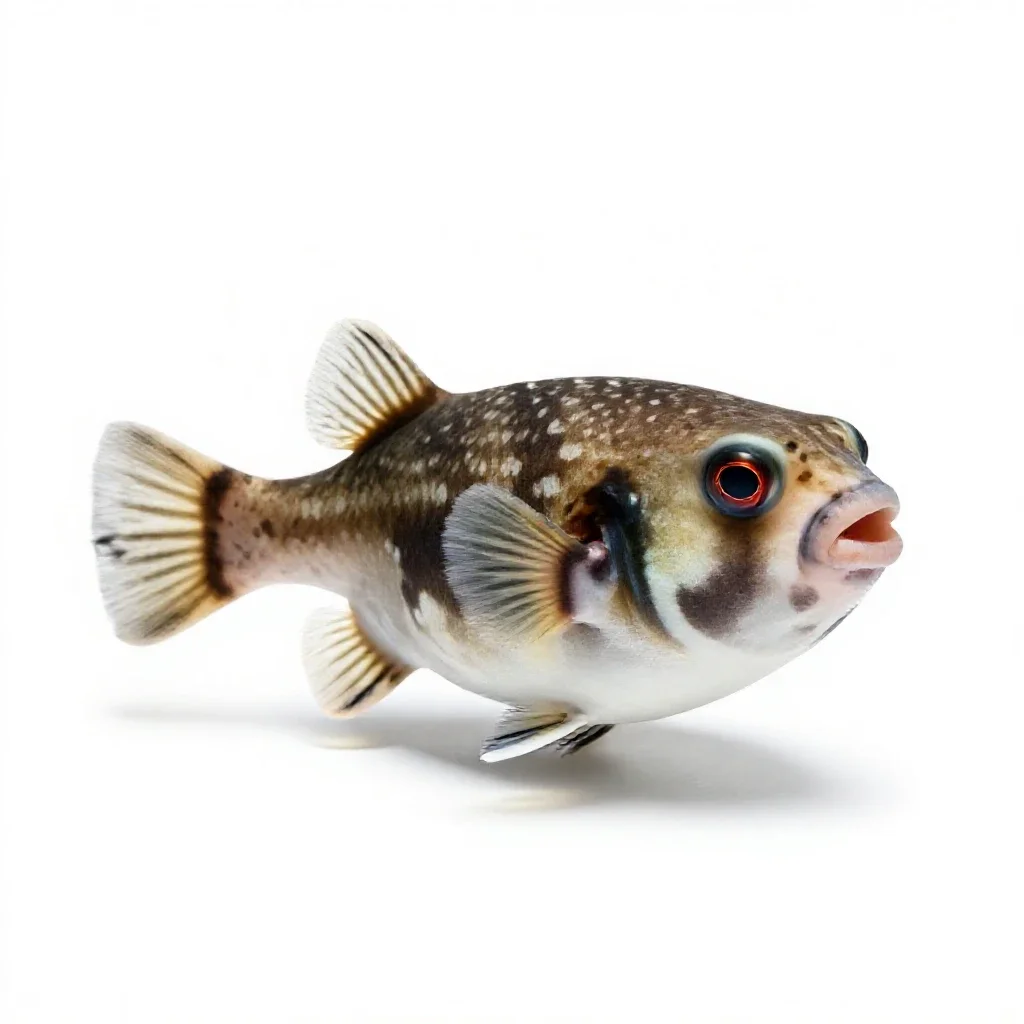 Pufferfish inflated isolated on a white background