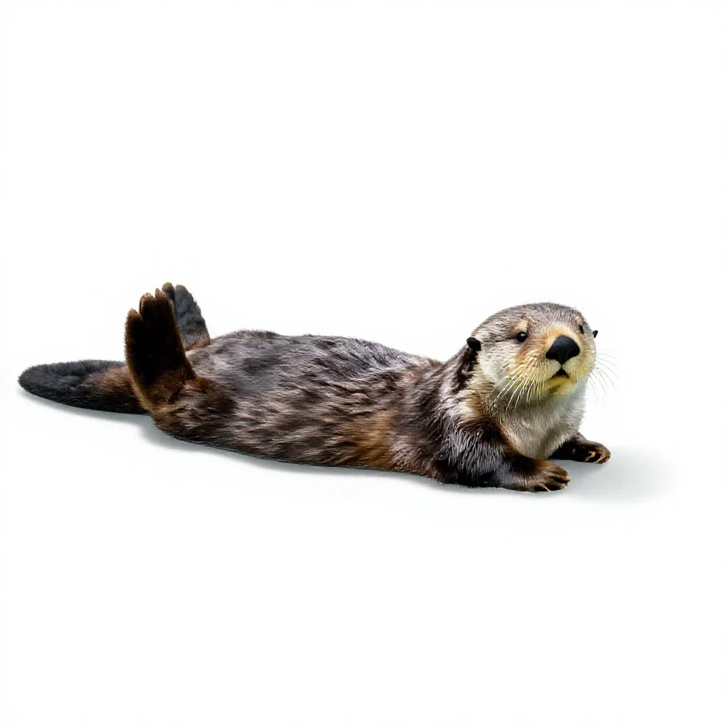 Sea otter floating isolated on a white background