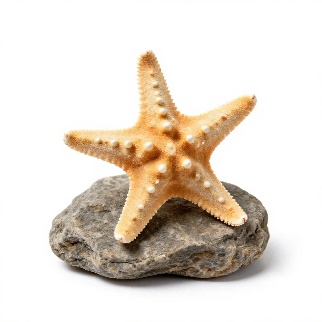 Starfish on rock isolated on a white background