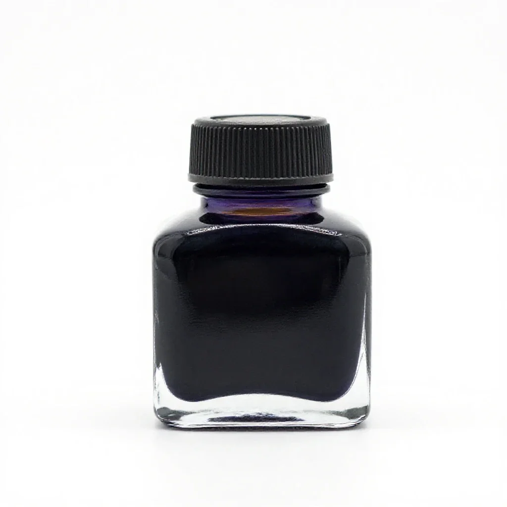 Bottle of india ink isolated on a white background