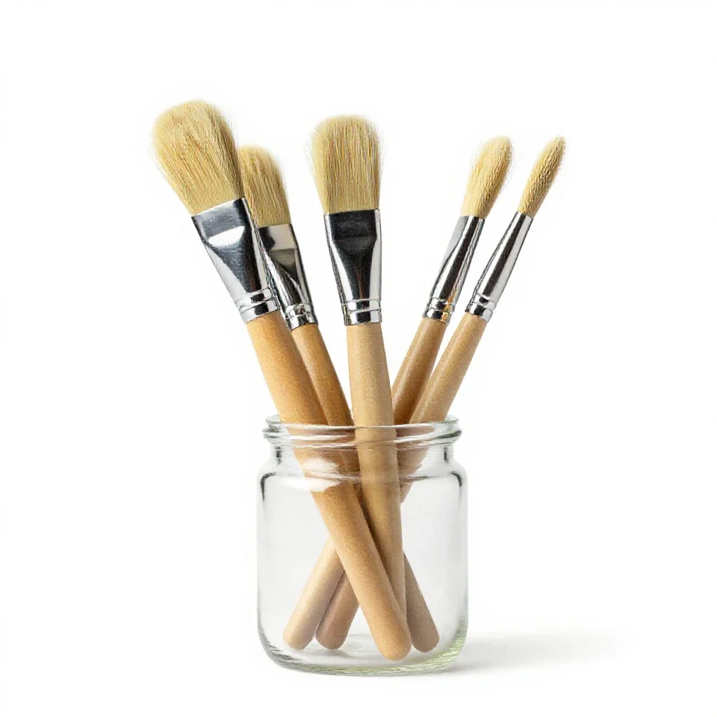 Jar of brushes isolated on a white background