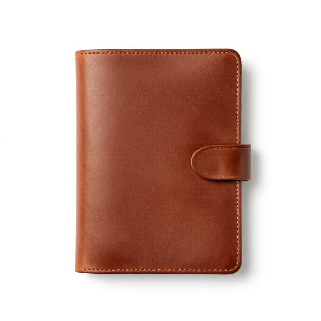 Leather-bound journal isolated on a white background