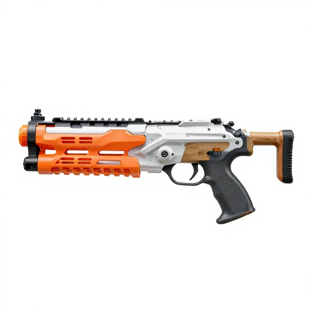 Nerf-style blaster isolated on a white background