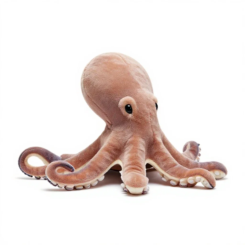 Plush octopus isolated on a white background