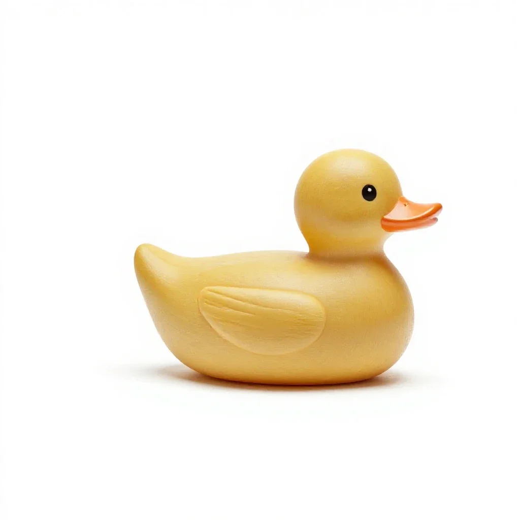 Pull-along duck toy isolated on a white background