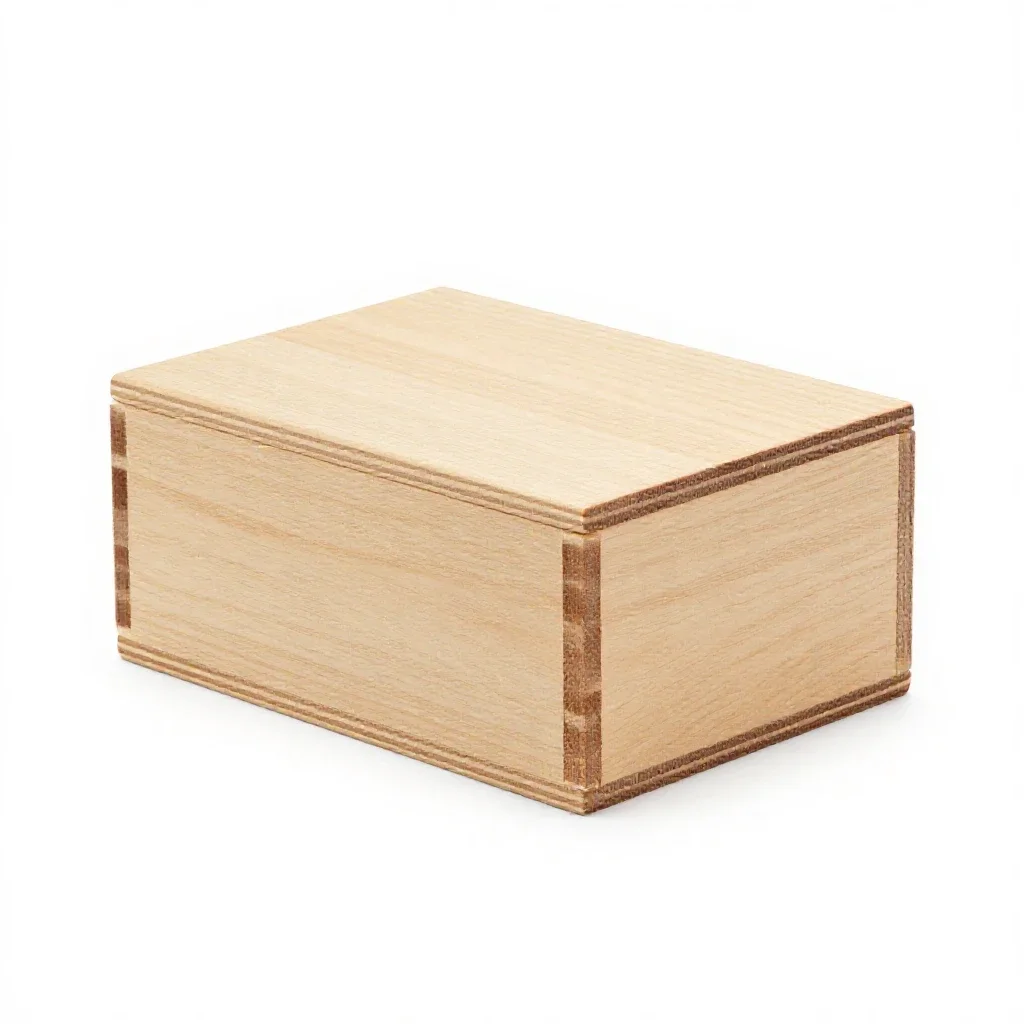 Wooden puzzle box isolated on a white background