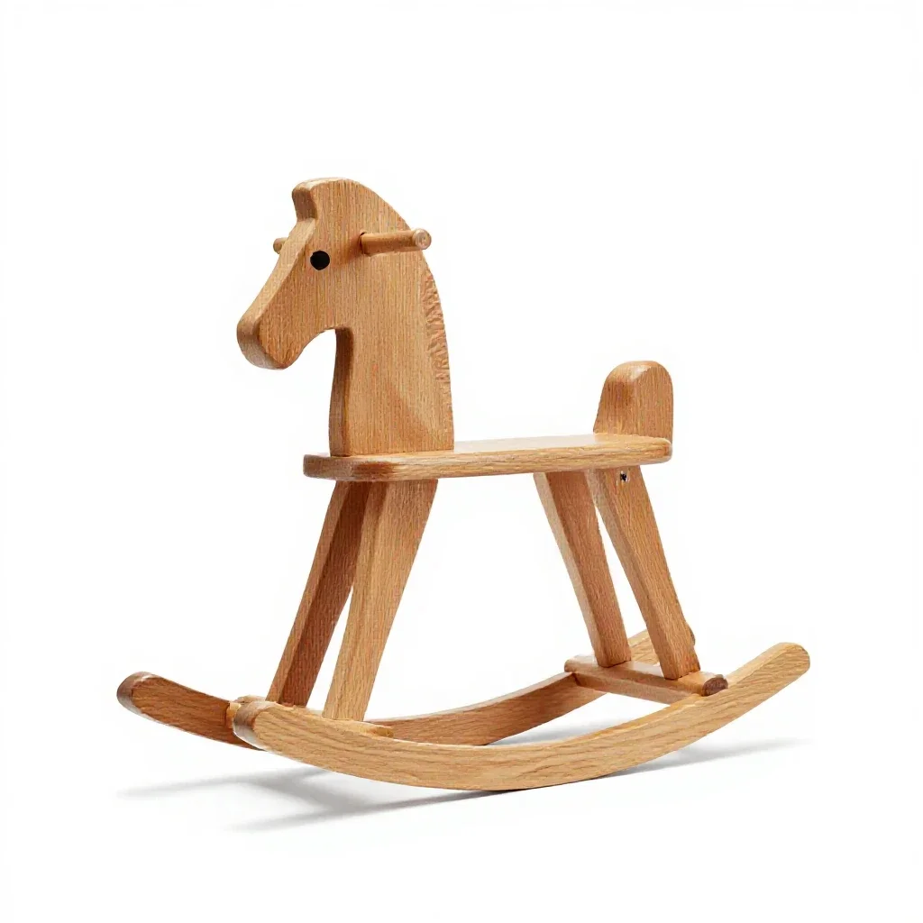 Wooden rocking horse isolated on a white background