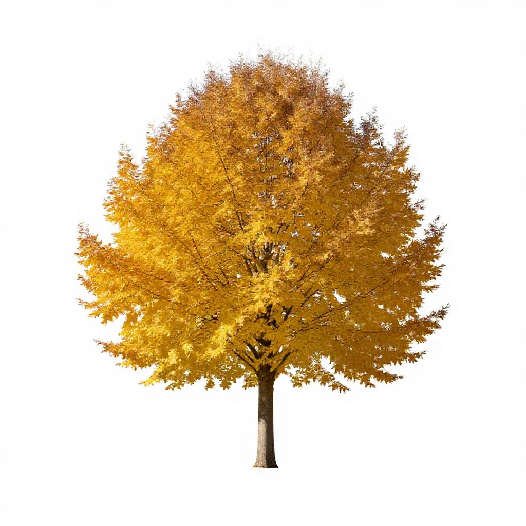 Beech in autumn isolated on a white background