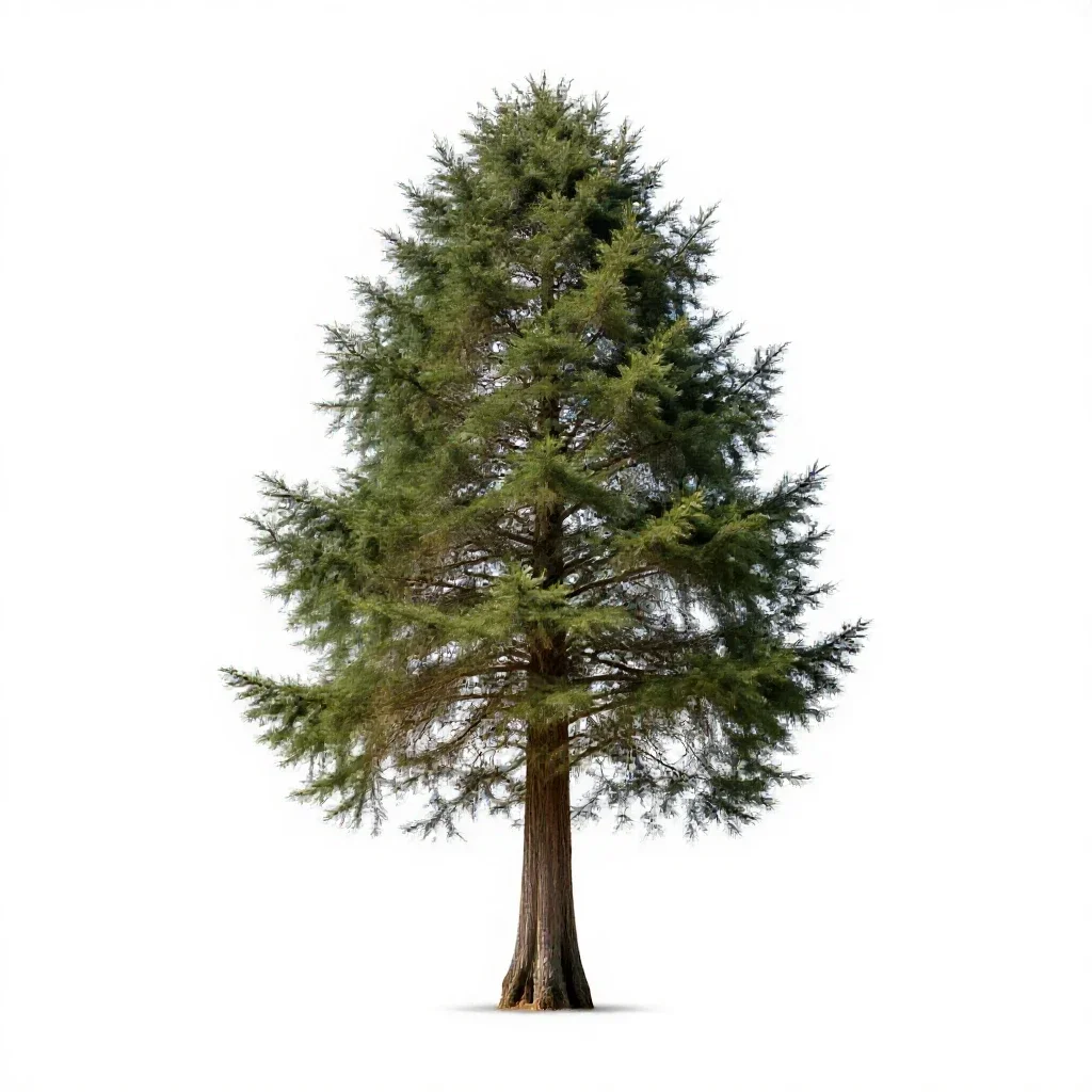 Coastal redwood isolated on a white background