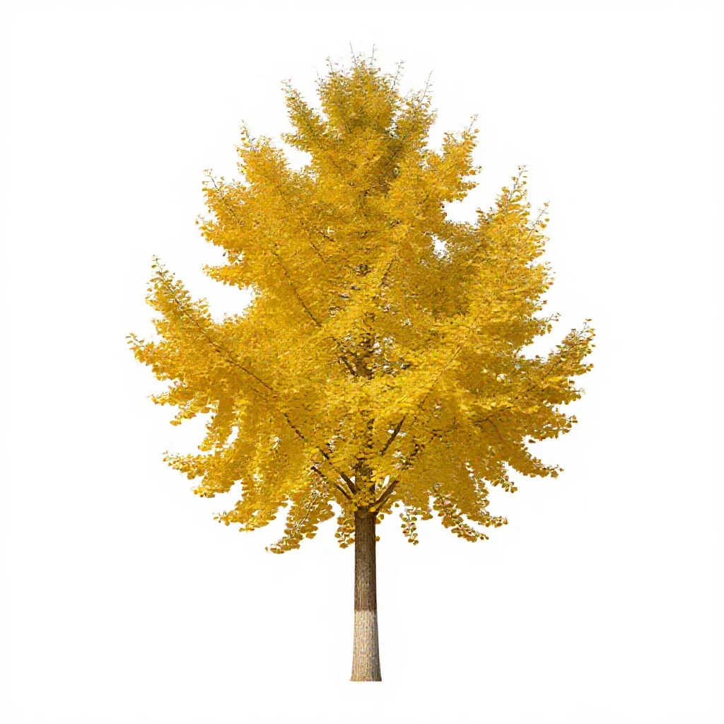 Gingko in autumn isolated on a white background