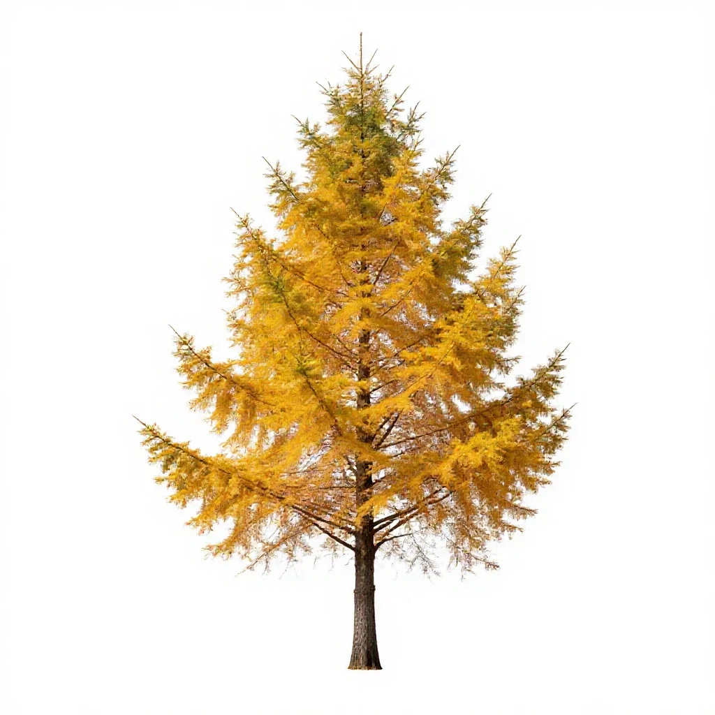 Larch in autumn isolated on a white background