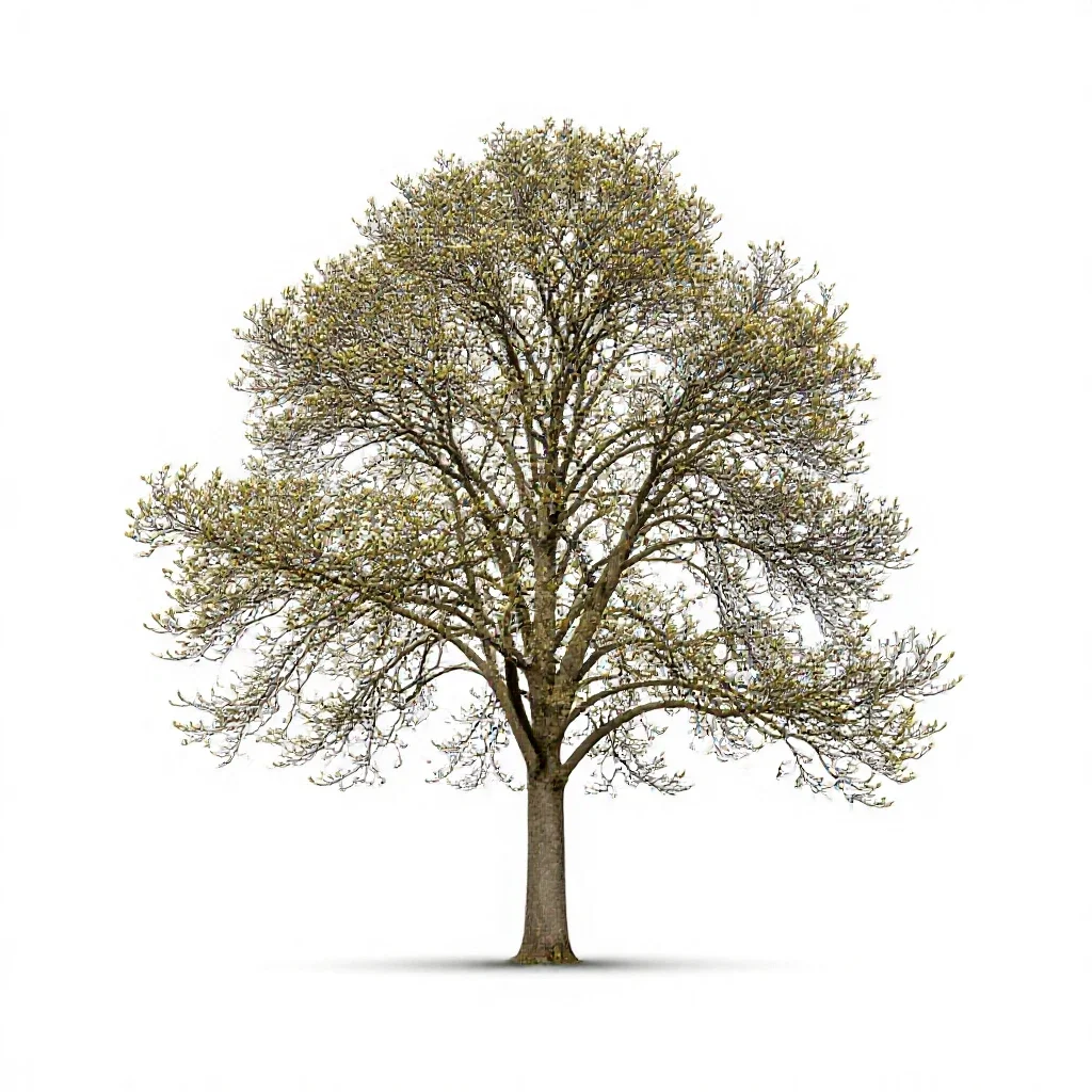 Magnolia tree in bud isolated on a white background