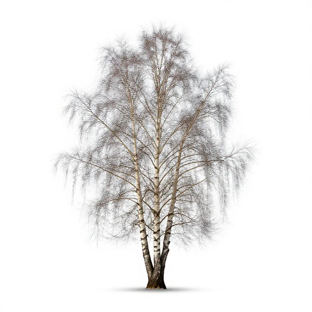Silver birch stand isolated on a white background