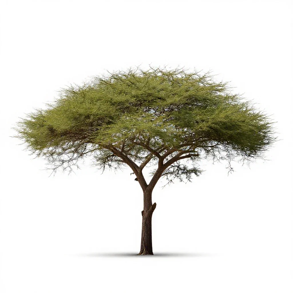 Acacia on savannah isolated on a white background