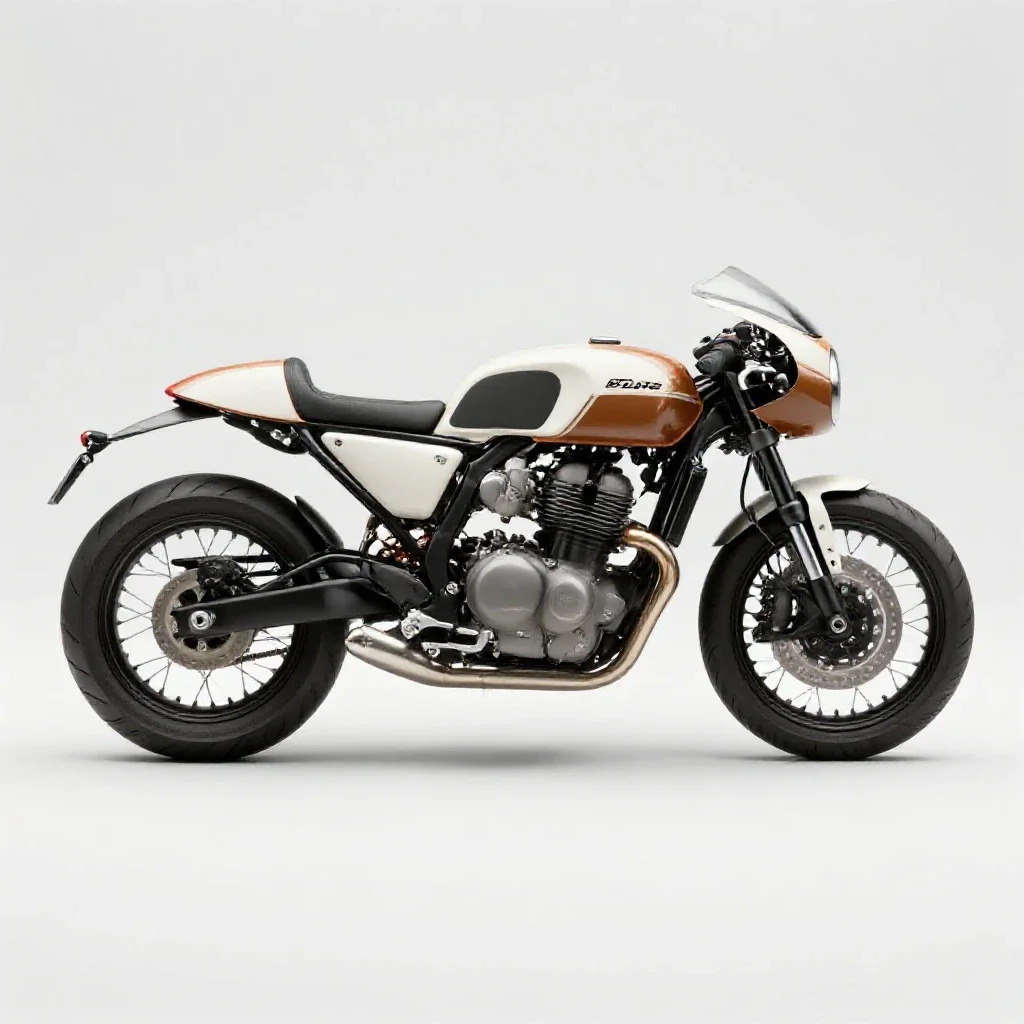Cafe racer motorcycle isolated on a white background