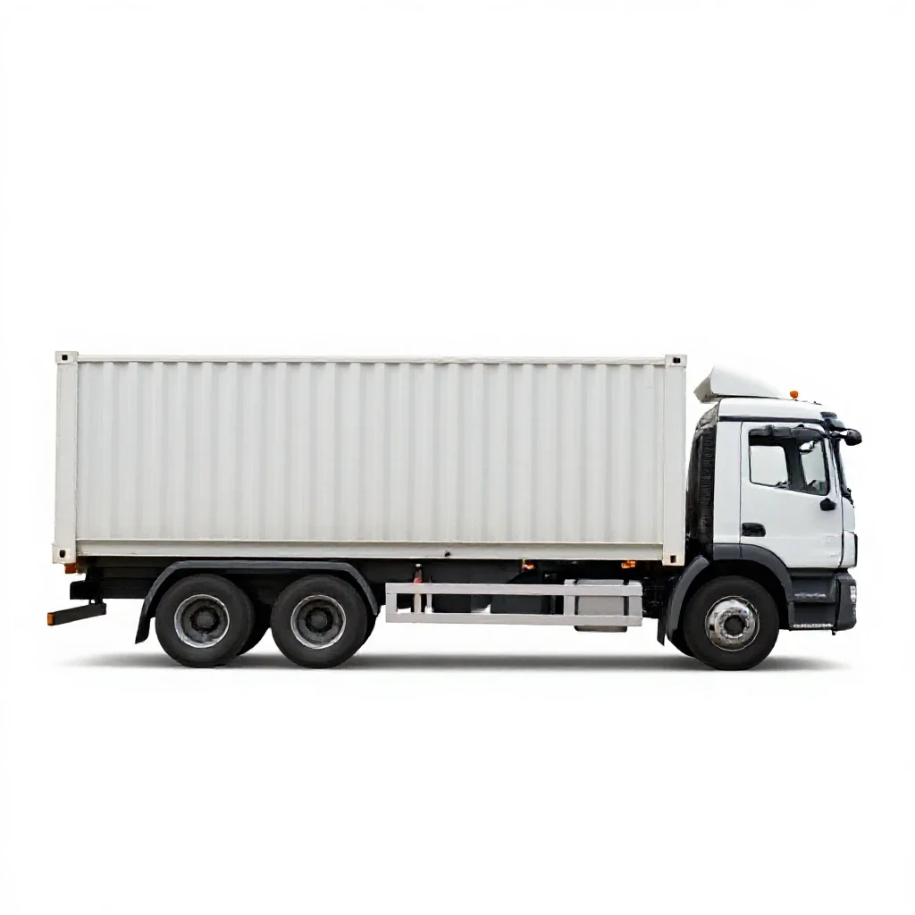 Cargo container truck isolated on a white background