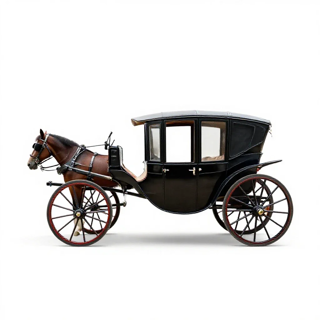 Horse-drawn carriage isolated on a white background