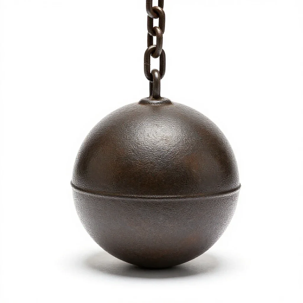 Ball and chain isolated on a white background
