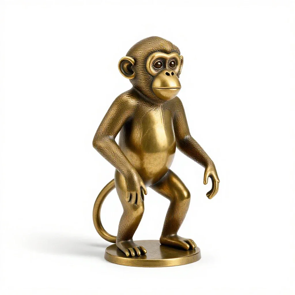 Brass monkey isolated on a white background