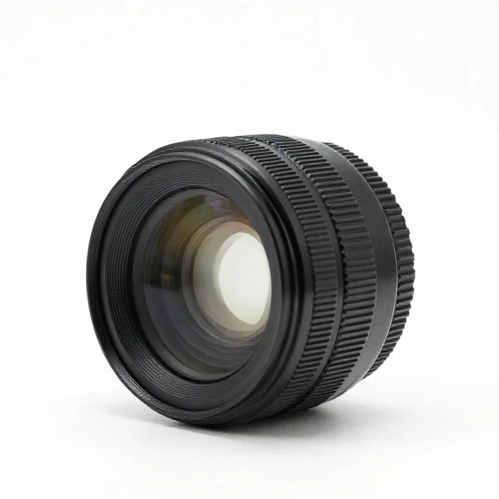 Closeup lens isolated on a white background