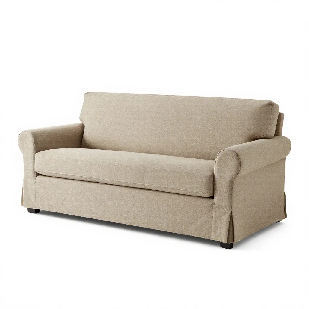 Covered couch isolated on a white background