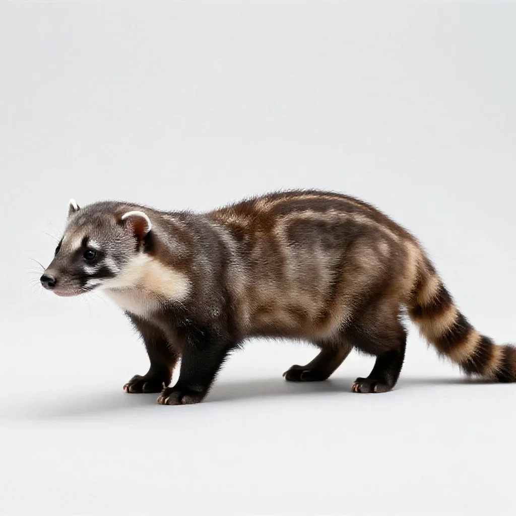 Banded palm civet isolated on a white background