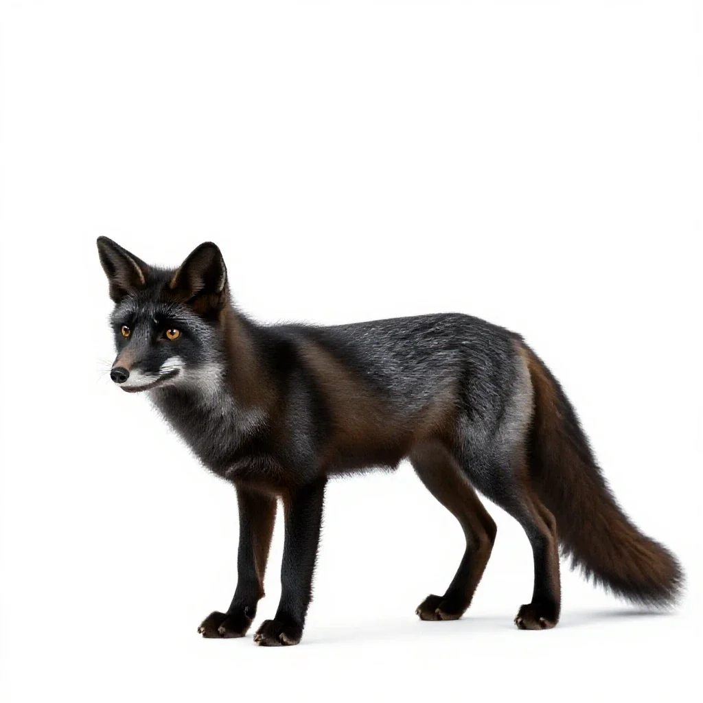 Black fox isolated on a white background