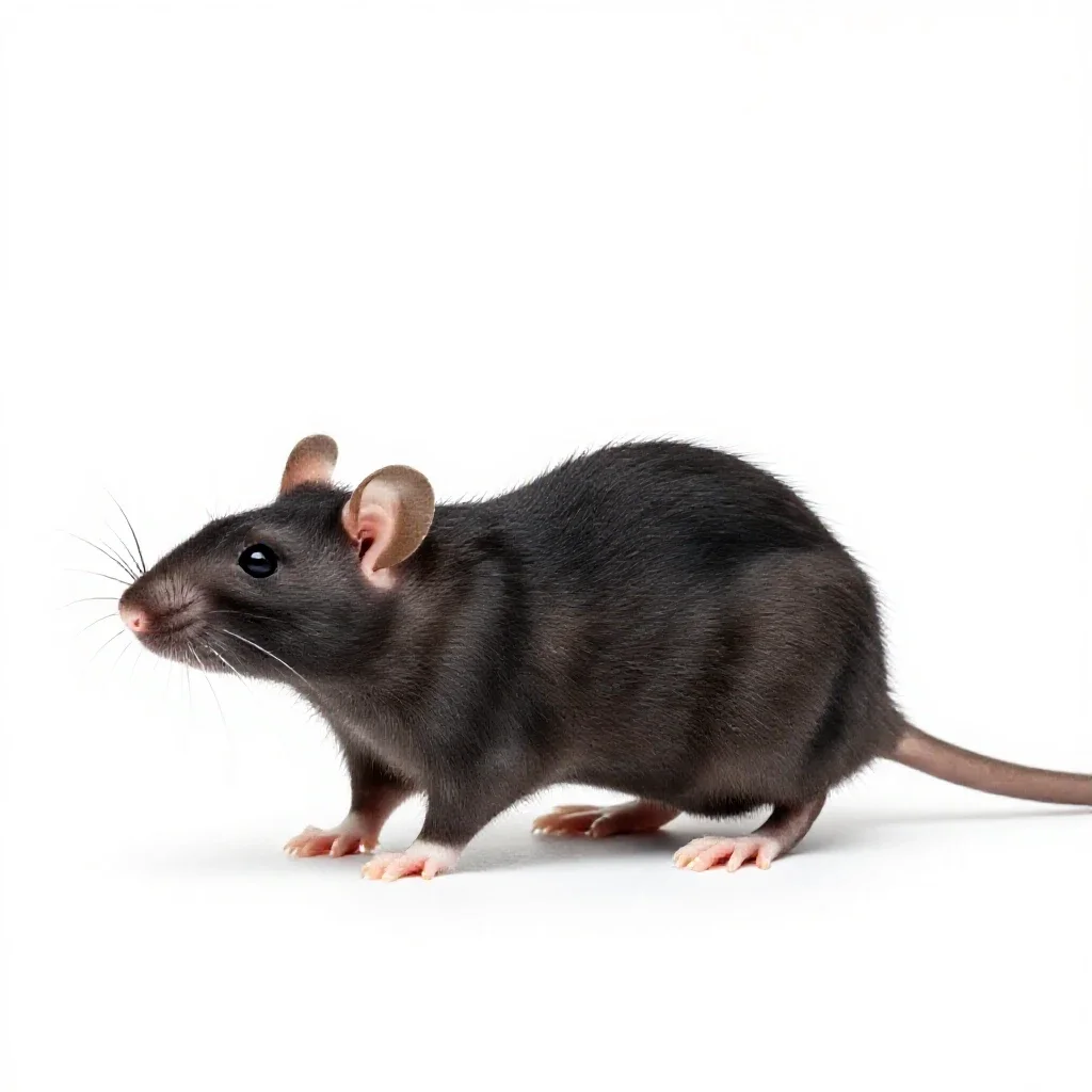 Black rat isolated on a white background