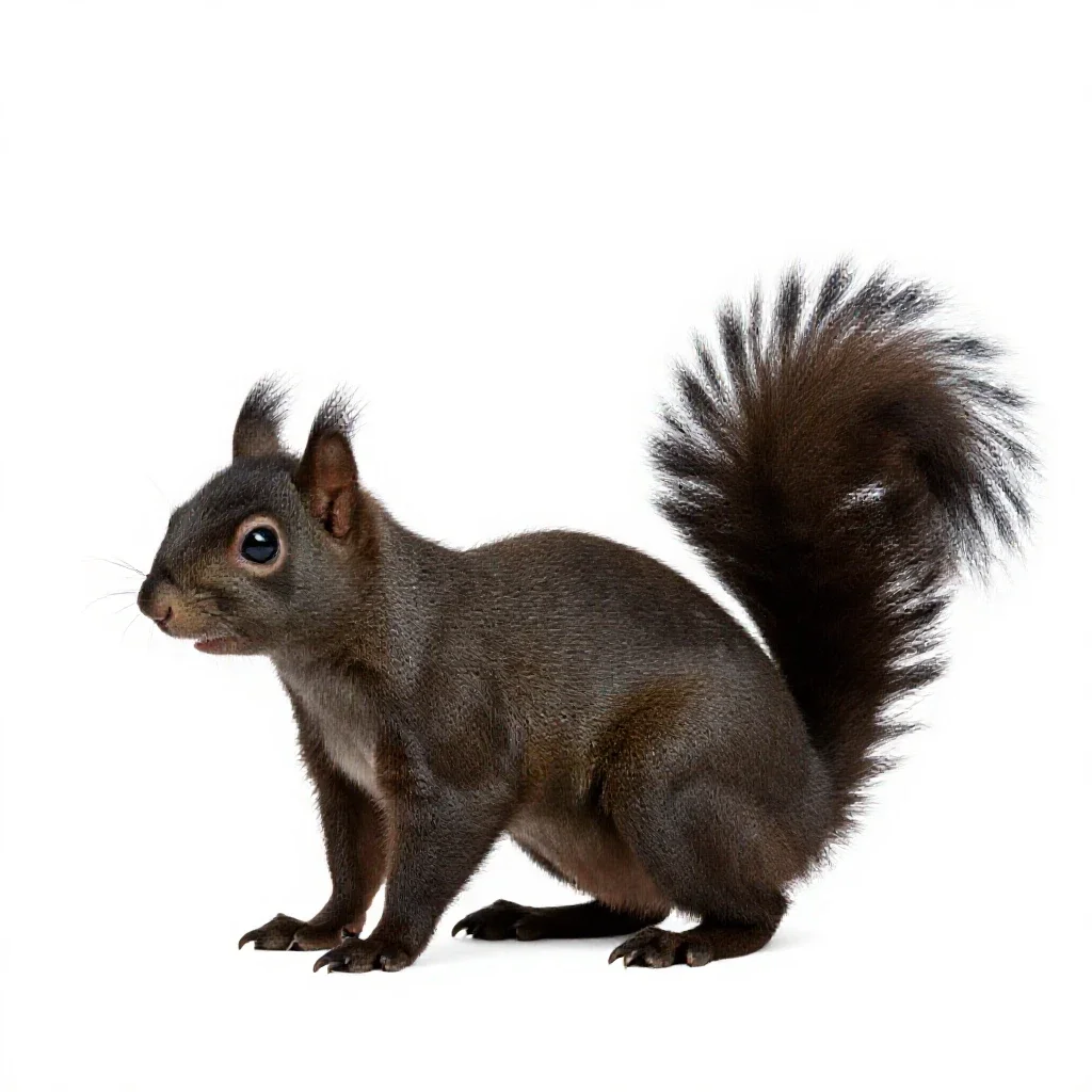 Black squirrel isolated on a white background