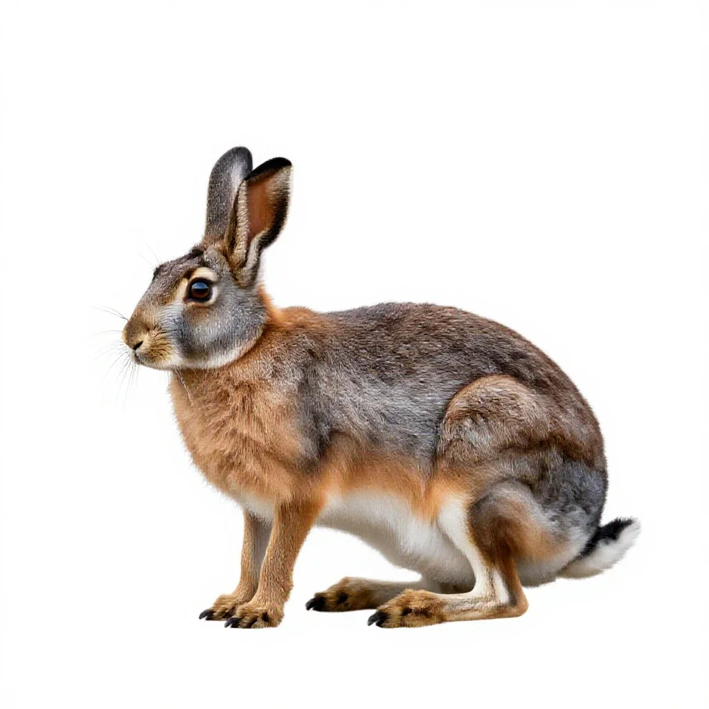 Blacktail jackrabbit isolated on a white background