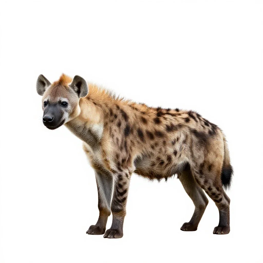 Brown hyena isolated on a white background