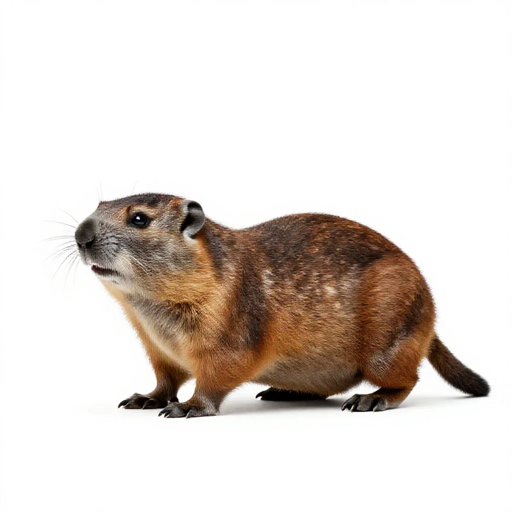 Brown lemming isolated on a white background
