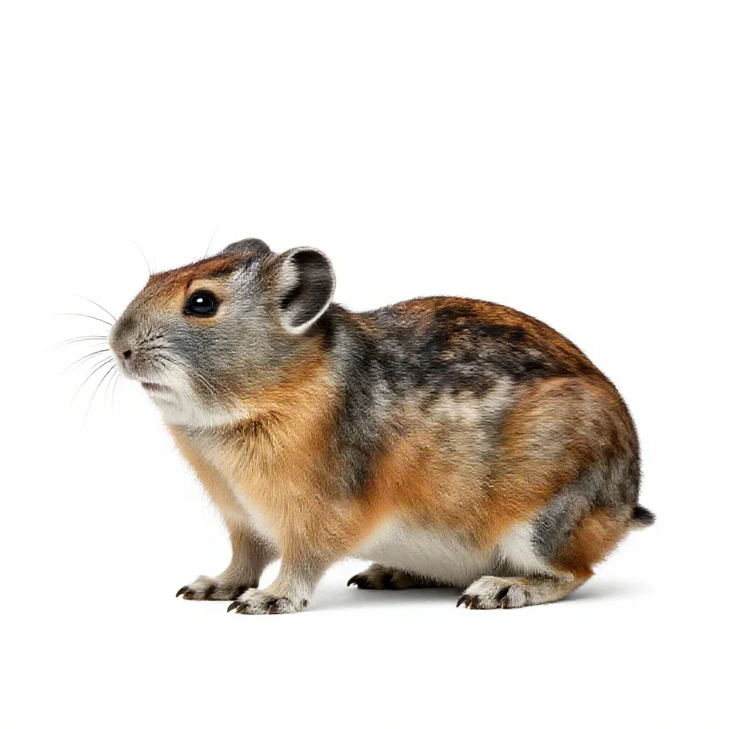 Collared pika isolated on a white background