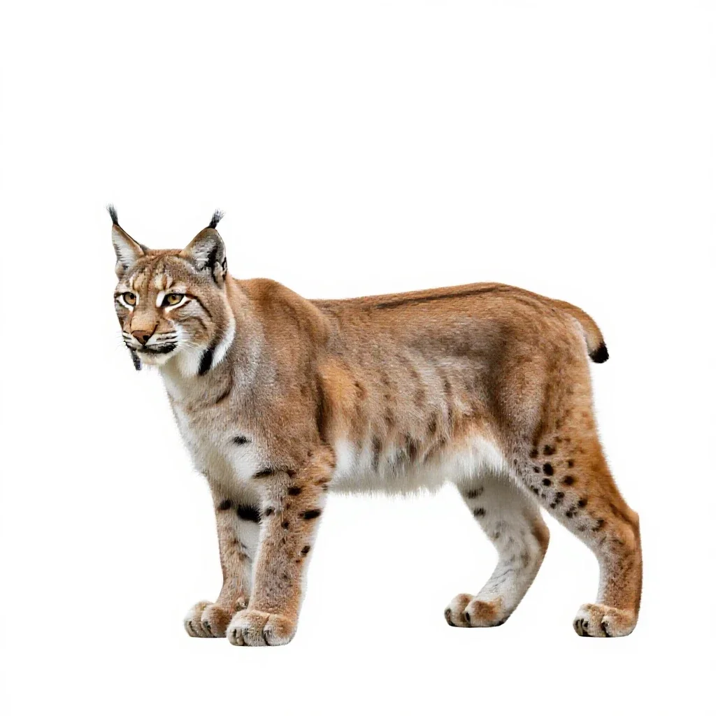 Common lynx isolated on a white background