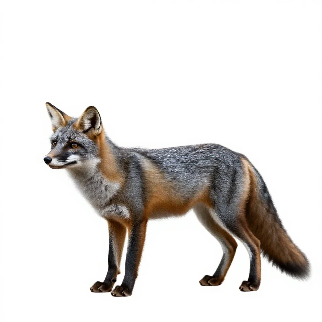 Grey fox isolated on a white background