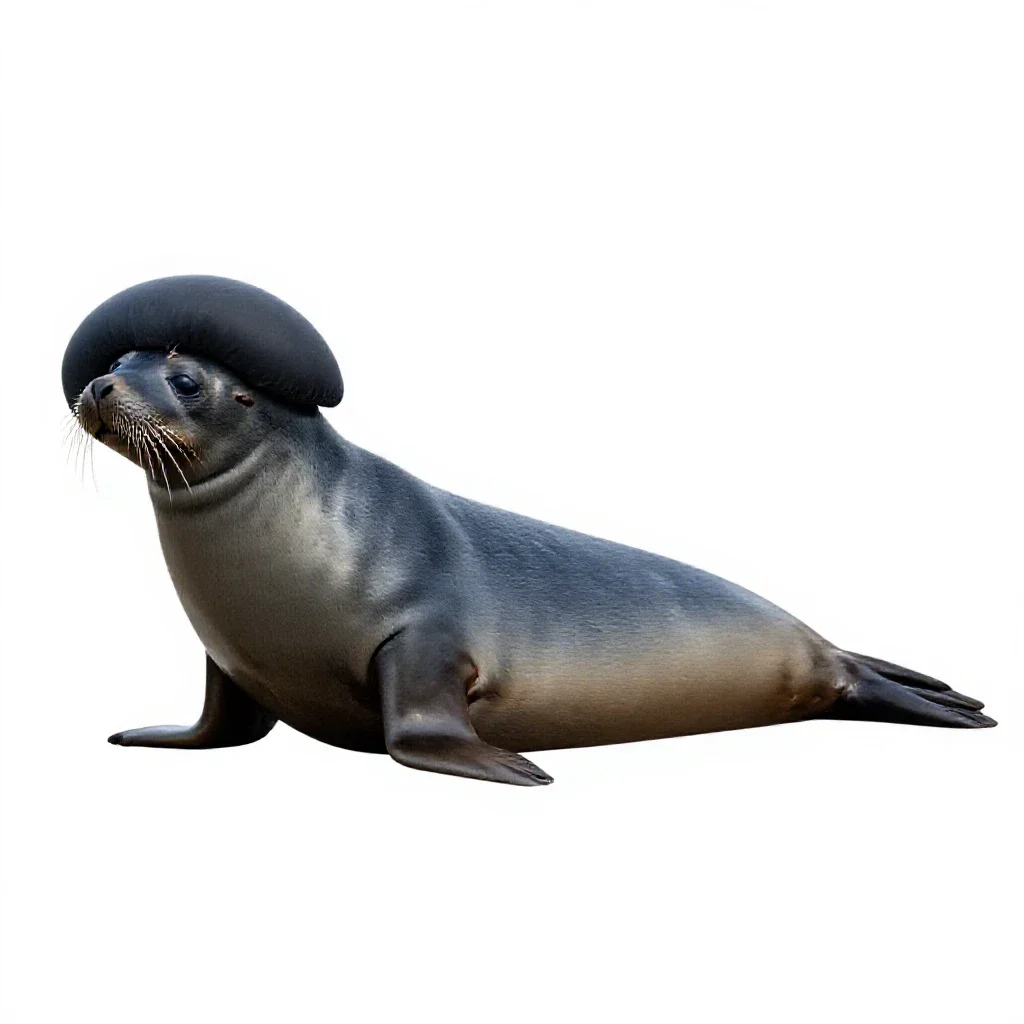 Hooded seal isolated on a white background