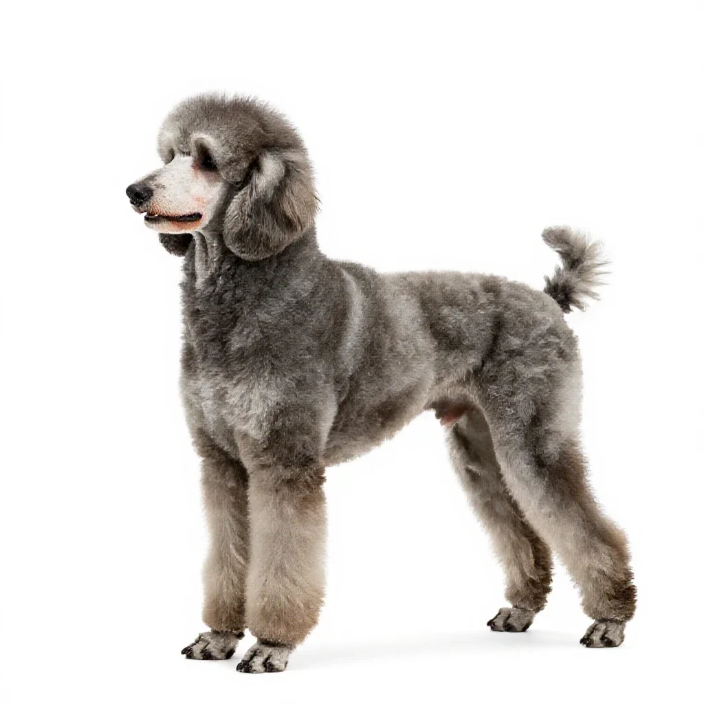 Large poodle isolated on a white background