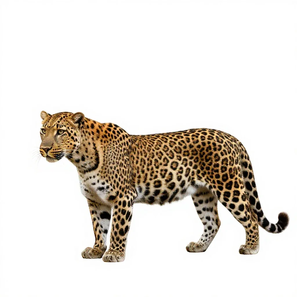 Leopardess isolated on a white background