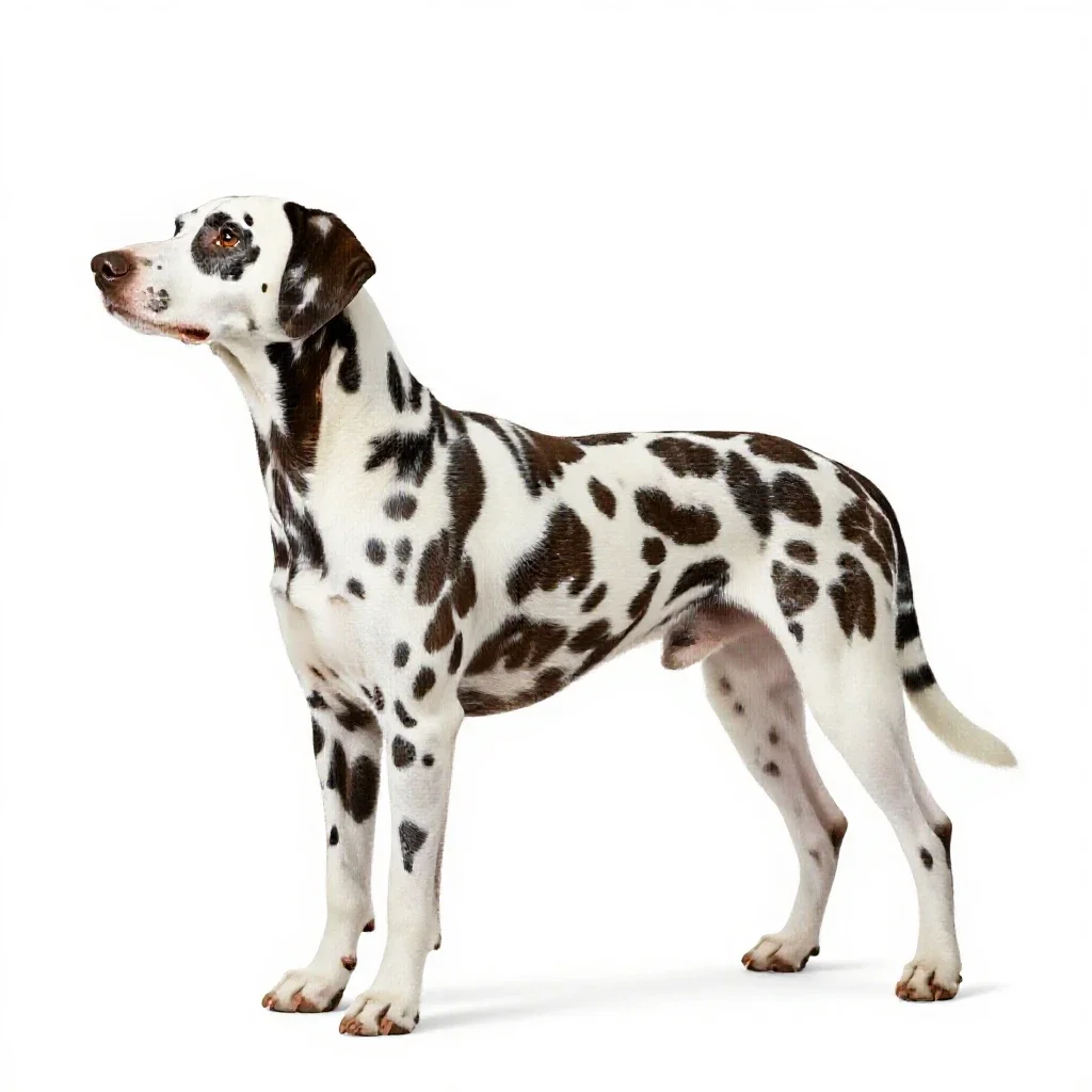 Liver-spotted dalmatian isolated on a white background