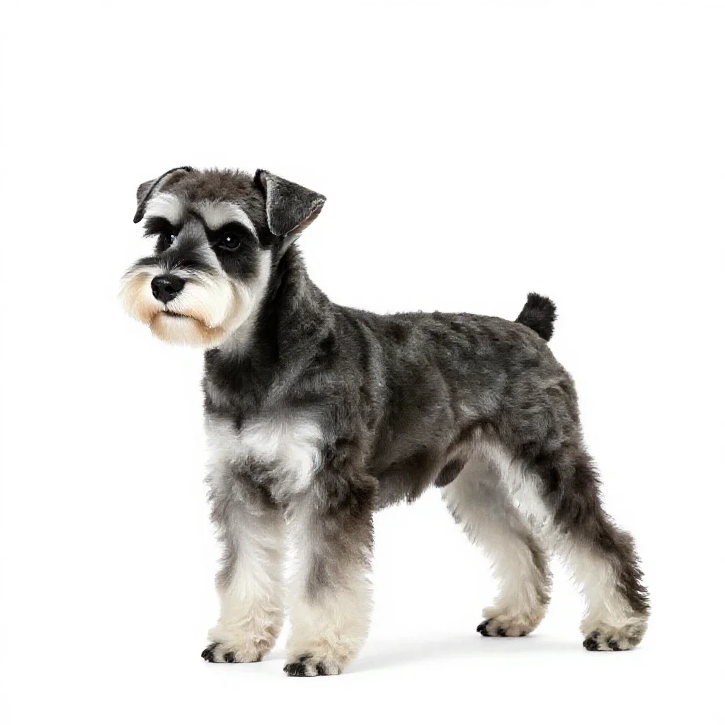 Miniature schnauzer isolated on a white background