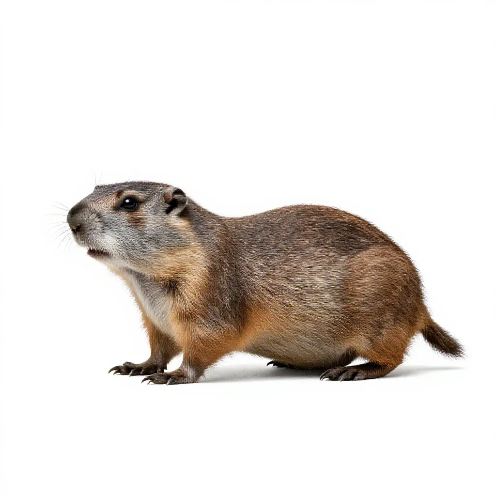 Northern pocket gopher isolated on a white background