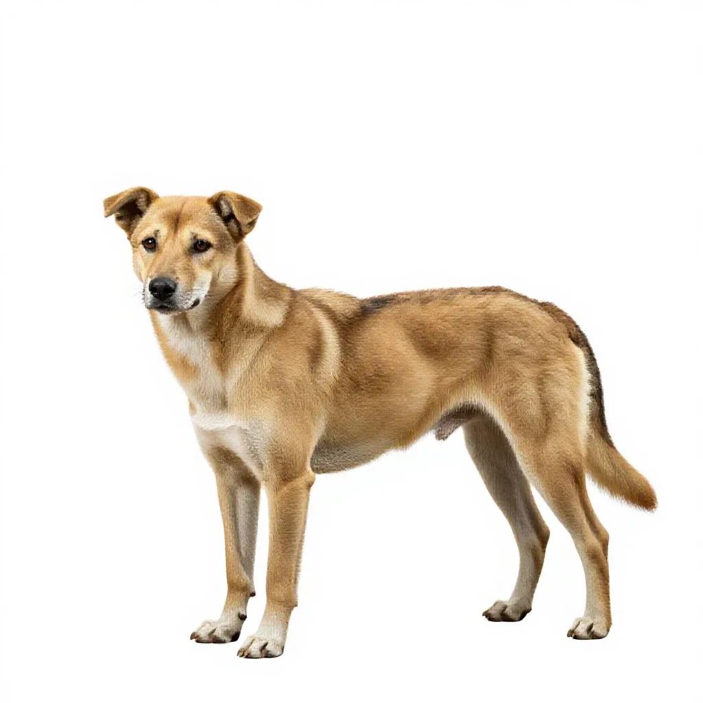 Pariah dog isolated on a white background